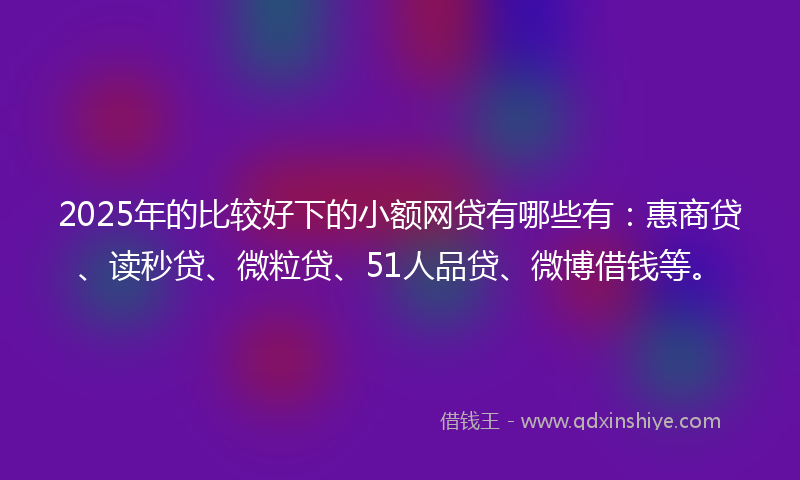 2025年的比较好下的小额网贷有哪些有：惠商贷、读秒贷、微粒贷、51人品贷、微博借钱等。