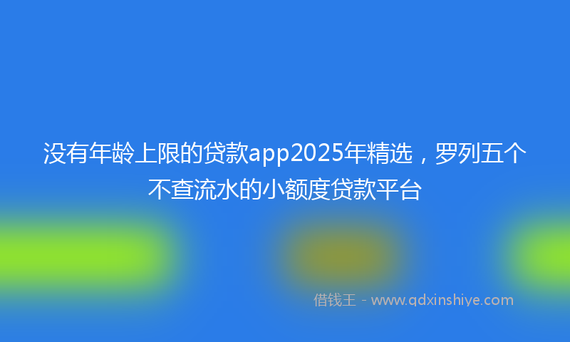 没有年龄上限的贷款app2025年精选，罗列五个不查流水的小额度贷款平台