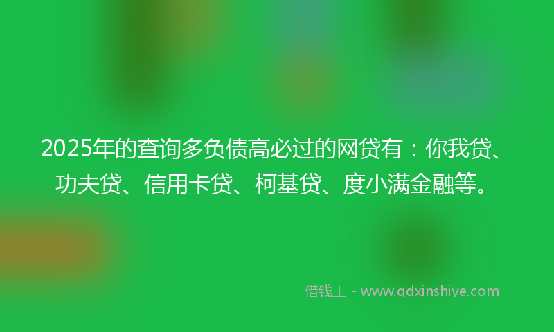 2025年的查询多负债高必过的网贷有：你我贷、功夫贷、信用卡贷、柯基贷、度小满金融等。
