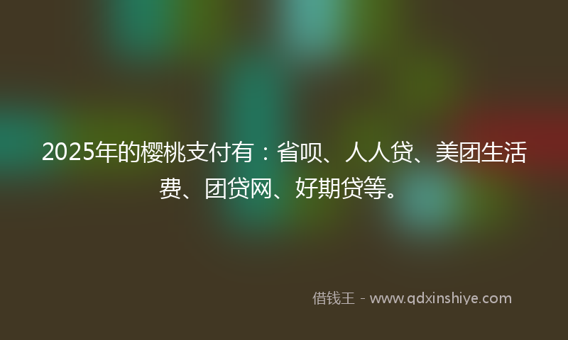 2025年的樱桃支付有：省呗、人人贷、美团生活费、团贷网、好期贷等。