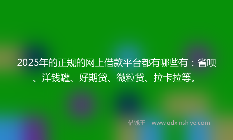 2025年的正规的网上借款平台都有哪些有：省呗、洋钱罐、好期贷、微粒贷、拉卡拉等。
