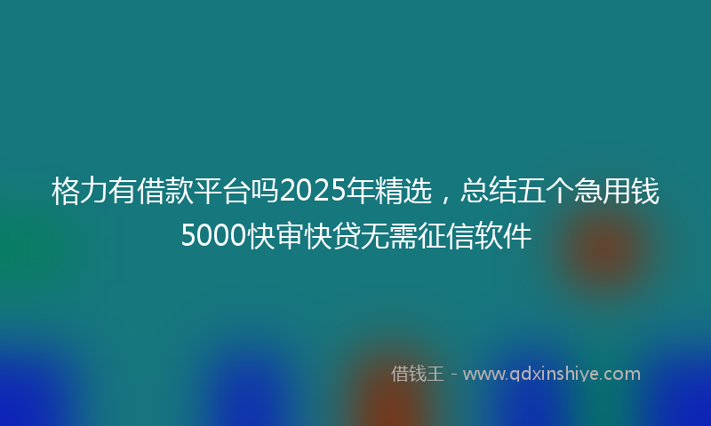 格力有借款平台吗2025年精选，总结五个急用钱5000快审快贷无需征信软件
