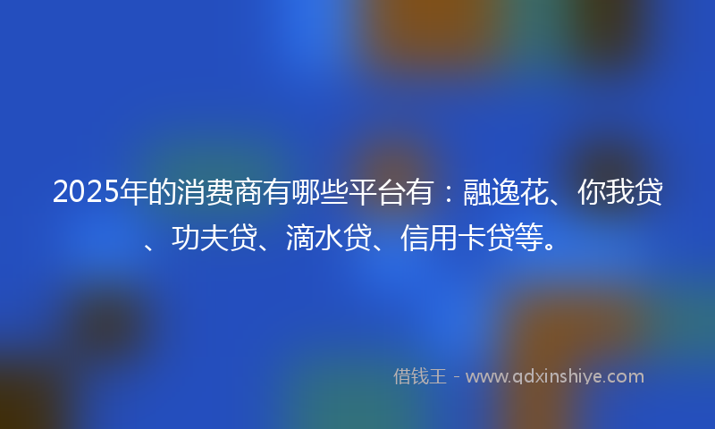 2025年的消费商有哪些平台有：融逸花、你我贷、功夫贷、滴水贷、信用卡贷等。