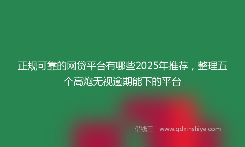 正规可靠的网贷平台有哪些2025年推荐，整理五个高炮无视逾期能下的平台