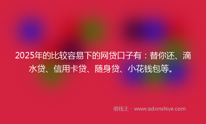 2025年的比较容易下的网贷口子有：替你还、滴水贷、信用卡贷、随身贷、小花钱包等。