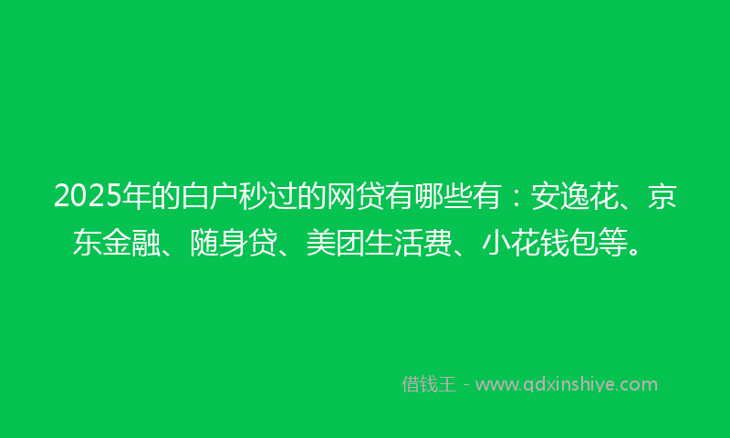 2025年的白户秒过的网贷有哪些有：安逸花、京东金融、随身贷、美团生活费、小花钱包等。