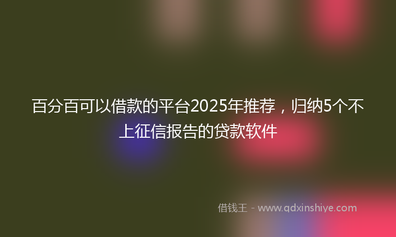 百分百可以借款的平台2025年推荐，归纳5个不上征信报告的贷款软件
