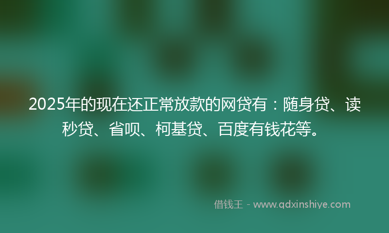2025年的现在还正常放款的网贷有：随身贷、读秒贷、省呗、柯基贷、百度有钱花等。