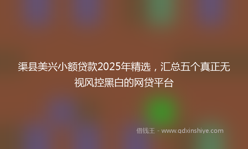 渠县美兴小额贷款2025年精选，汇总五个真正无视风控黑白的网贷平台