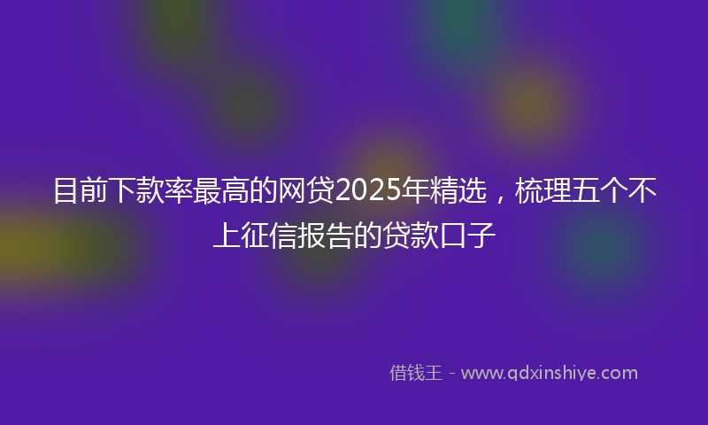 目前下款率最高的网贷2025年精选，梳理五个不上征信报告的贷款口子