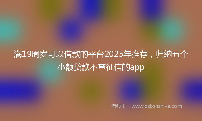 满19周岁可以借款的平台2025年推荐，归纳五个小额贷款不查征信的app