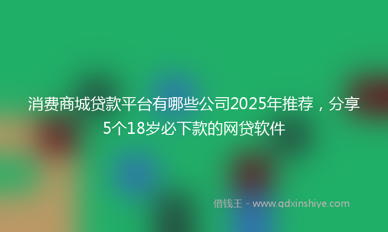 消费商城贷款平台有哪些公司2025年推荐，分享5个18岁必下款的网贷软件