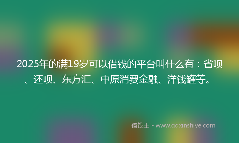 2025年的满19岁可以借钱的平台叫什么有：省呗、还呗、东方汇、中原消费金融、洋钱罐等。