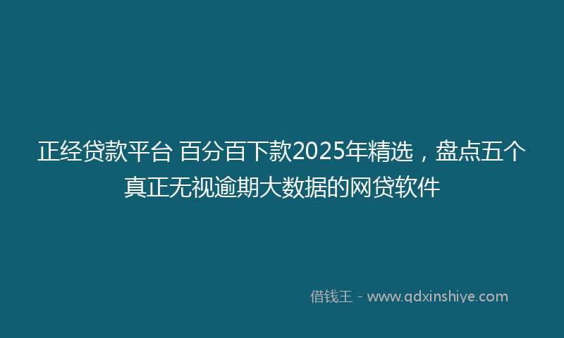 正经贷款平台 百分百下款2025年精选，盘点五个真正无视逾期大数据的网贷软件