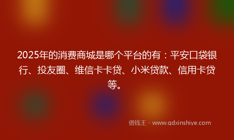 2025年的消费商城是哪个平台的有：平安口袋银行、投友圈、维信卡卡贷、小米贷款、信用卡贷等。