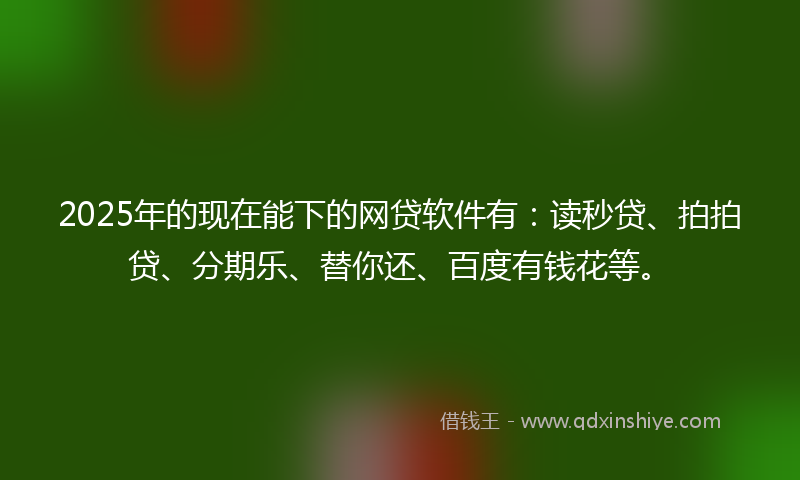 2025年的现在能下的网贷软件有：读秒贷、拍拍贷、分期乐、替你还、百度有钱花等。