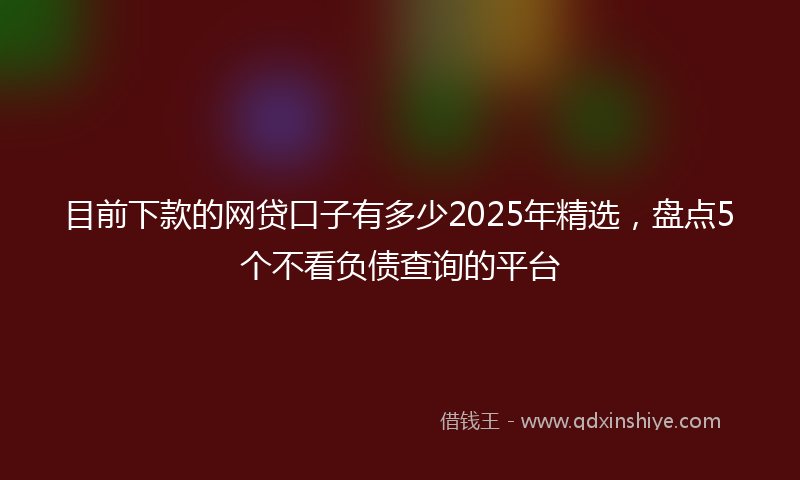 目前下款的网贷口子有多少2025年精选，盘点5个不看负债查询的平台