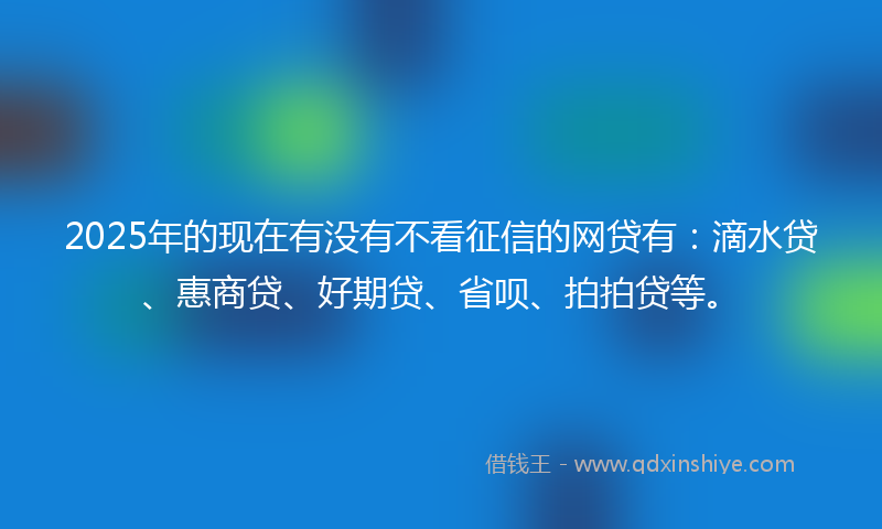 2025年的现在有没有不看征信的网贷有：滴水贷、惠商贷、好期贷、省呗、拍拍贷等。