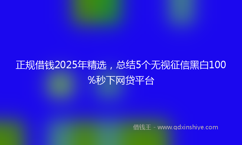 正规借钱2025年精选，总结5个无视征信黑白100%秒下网贷平台