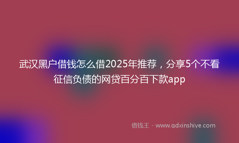 武汉黑户借钱怎么借2025年推荐，分享5个不看征信负债的网贷百分百下款app