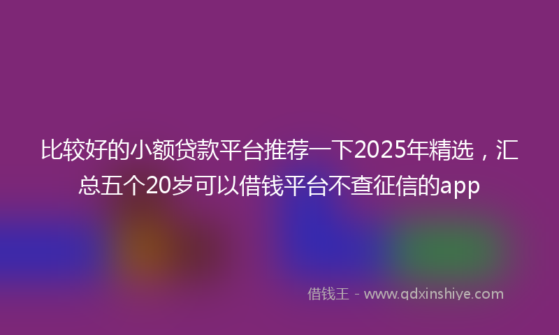 比较好的小额贷款平台推荐一下2025年精选,汇总五个20岁可以借钱平台不查征信的app