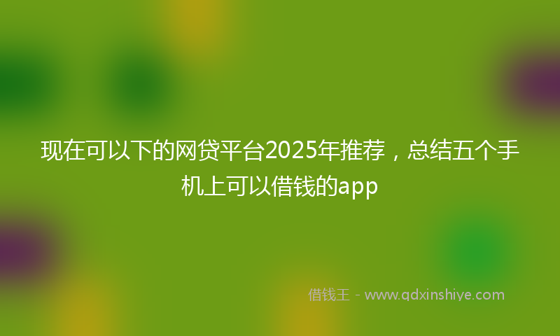 现在可以下的网贷平台2025年推荐，总结五个手机上可以借钱的app