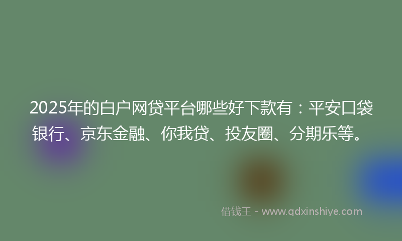 2025年的白户网贷平台哪些好下款有：平安口袋银行、京东金融、你我贷、投友圈、分期乐等。