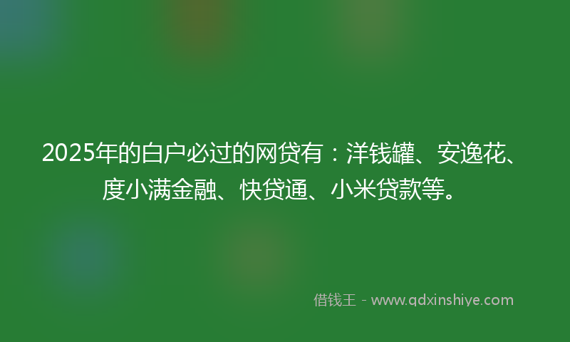 2025年的白户必过的网贷有：洋钱罐、安逸花、度小满金融、快贷通、小米贷款等。