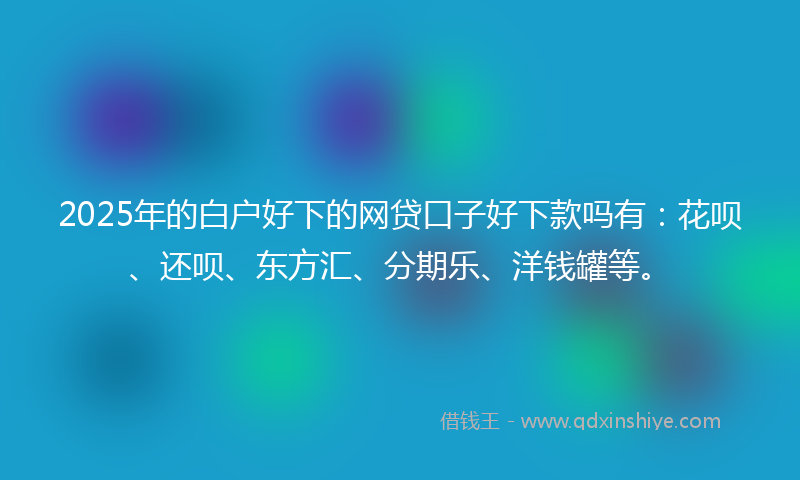 2025年的白户好下的网贷口子好下款吗有:花呗、还呗、东方汇、分期乐、洋钱罐等。