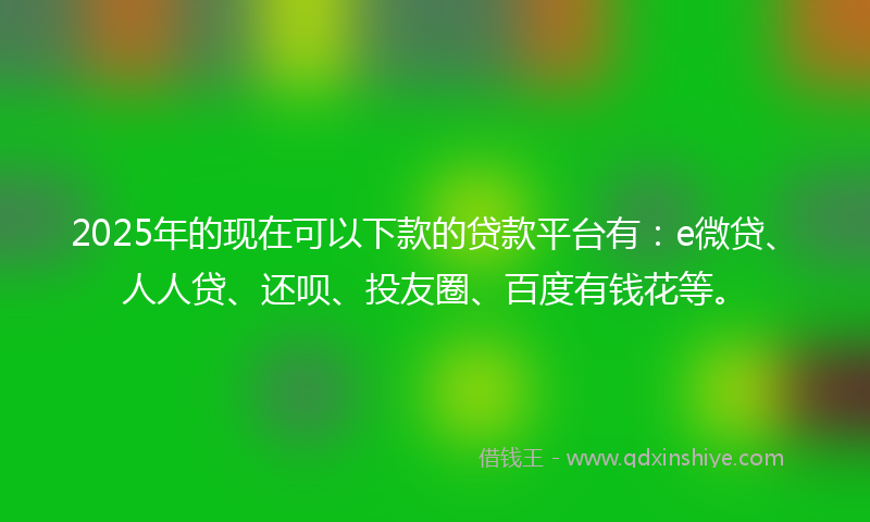 2025年的现在可以下款的贷款平台有：e微贷、人人贷、还呗、投友圈、百度有钱花等。