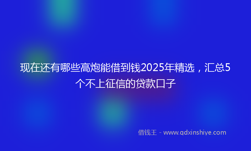 现在还有哪些高炮能借到钱2025年精选，汇总5个不上征信的贷款口子