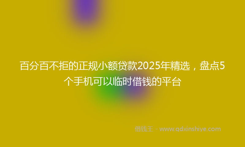 百分百不拒的正规小额贷款2025年精选，盘点5个手机可以临时借钱的平台