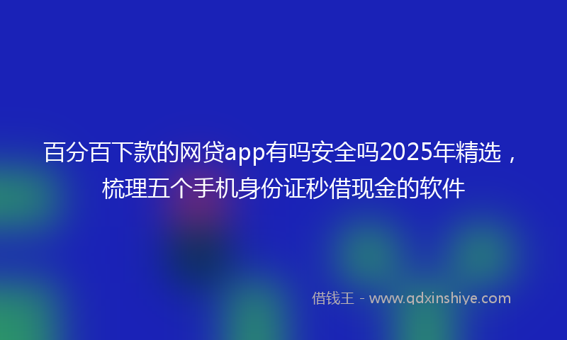 百分百下款的网贷app有吗安全吗2025年精选，梳理五个手机身份证秒借现金的软件