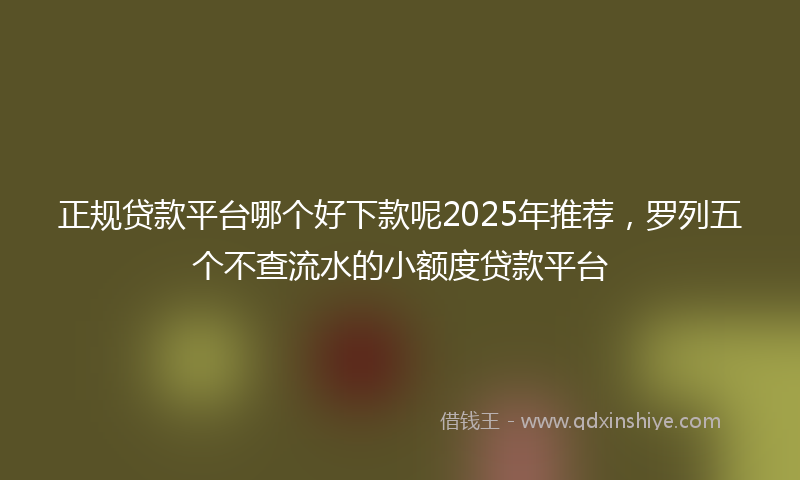 正规贷款平台哪个好下款呢2025年推荐，罗列五个不查流水的小额度贷款平台