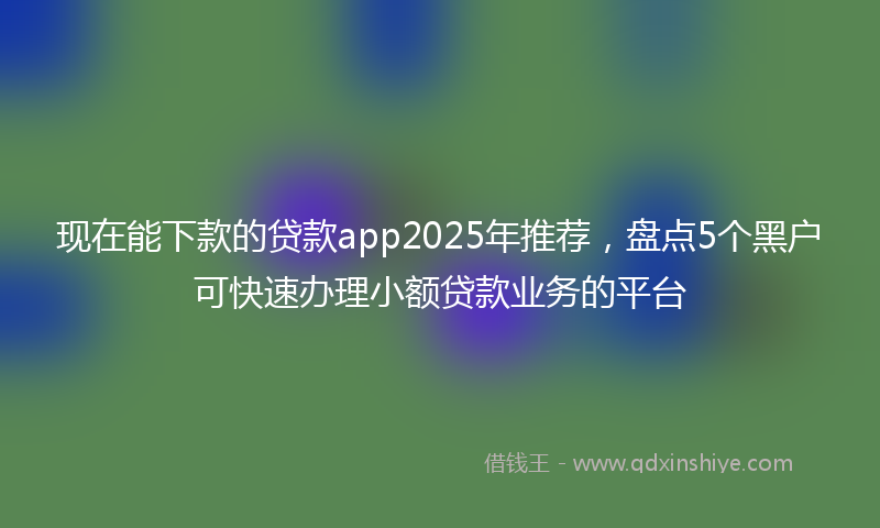 现在能下款的贷款app2025年推荐，盘点5个黑户可快速办理小额贷款业务的平台