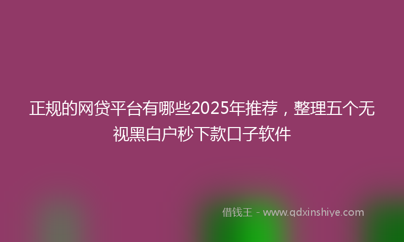 正规的网贷平台有哪些2025年推荐，整理五个无视黑白户秒下款口子软件