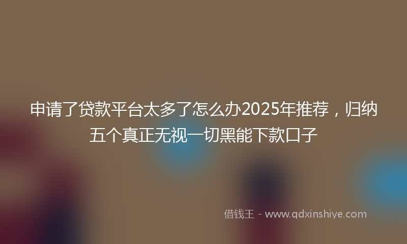 申请了贷款平台太多了怎么办2025年推荐，归纳五个真正无视一切黑能下款口子