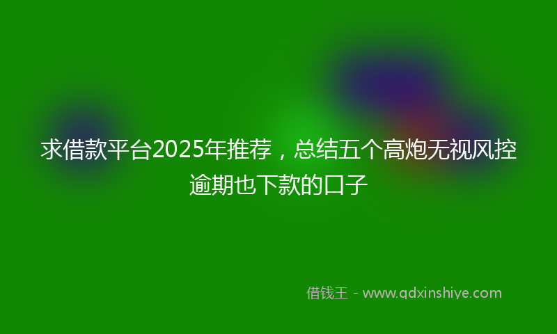 求借款平台2025年推荐，总结五个高炮无视风控逾期也下款的口子