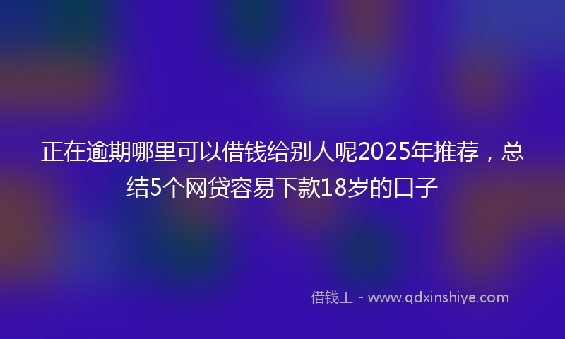 正在逾期哪里可以借钱给别人呢2025年推荐，总结5个网贷容易下款18岁的口子