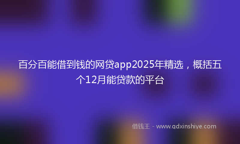 百分百能借到钱的网贷app2025年精选，概括五个12月能贷款的平台
