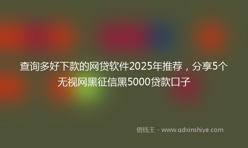 查询多好下款的网贷软件2025年推荐，分享5个无视网黑征信黑5000贷款口子
