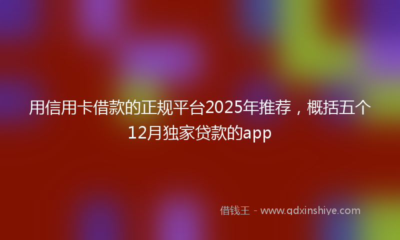 用信用卡借款的正规平台2025年推荐，概括五个12月独家贷款的app