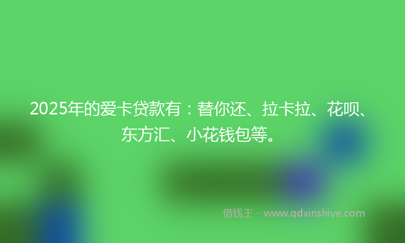 2025年的爱卡贷款有：替你还、拉卡拉、花呗、东方汇、小花钱包等。