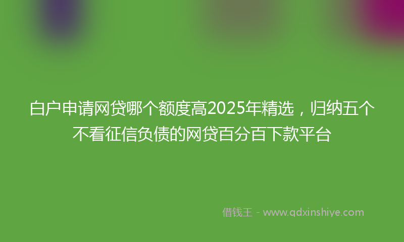 白户申请网贷哪个额度高2025年精选，归纳五个不看征信负债的网贷百分百下款平台