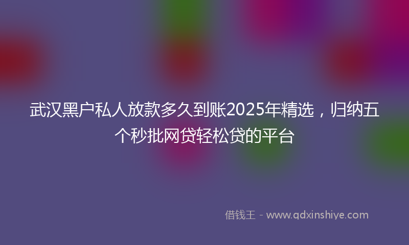 武汉黑户私人放款多久到账2025年精选，归纳五个秒批网贷轻松贷的平台