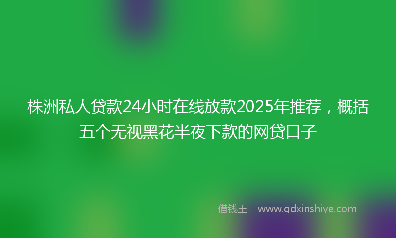 株洲私人贷款24小时在线放款2025年推荐，概括五个无视黑花半夜下款的网贷口子