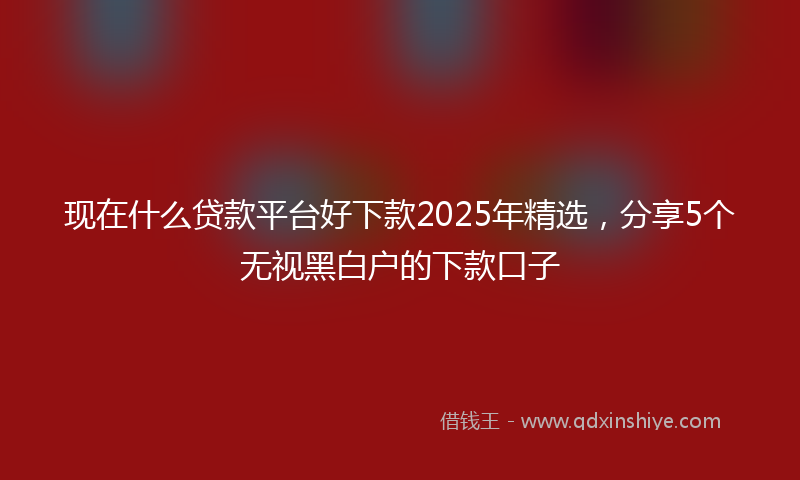 现在什么贷款平台好下款2025年精选，分享5个无视黑白户的下款口子