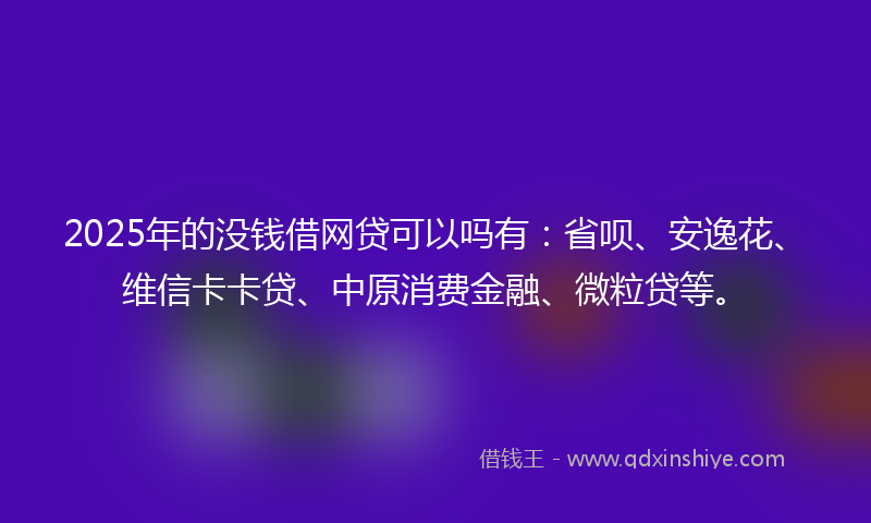 2025年的没钱借网贷可以吗有：省呗、安逸花、维信卡卡贷、中原消费金融、微粒贷等。