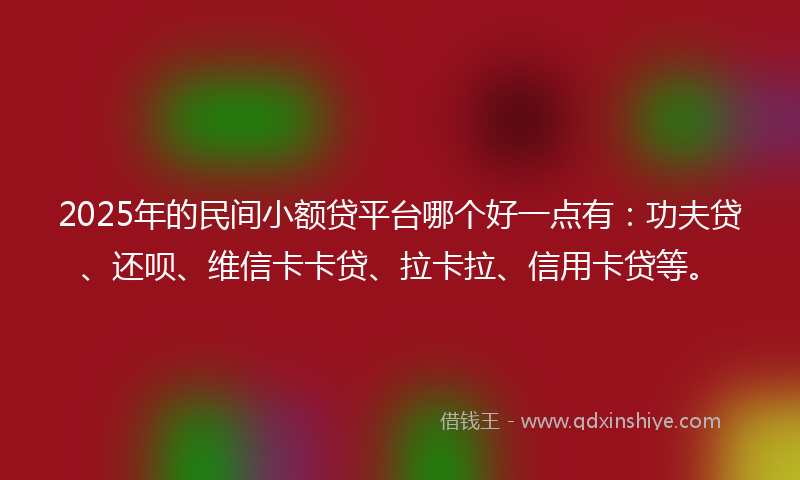 2025年的民间小额贷平台哪个好一点有：功夫贷、还呗、维信卡卡贷、拉卡拉、信用卡贷等。