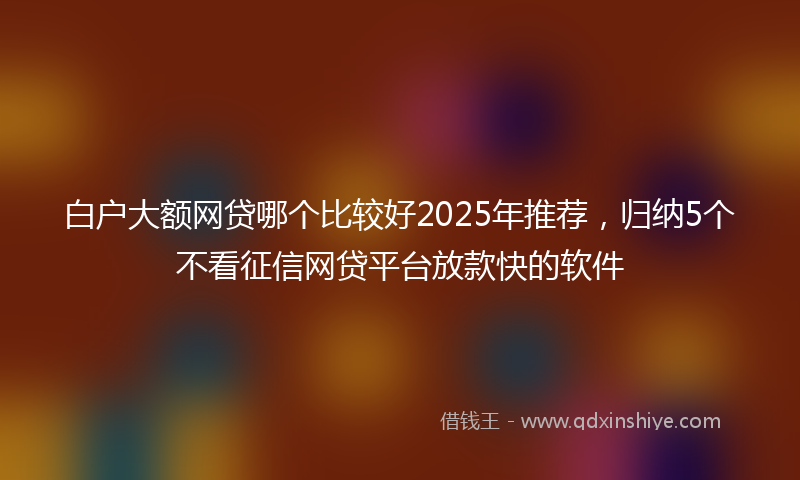 白户大额网贷哪个比较好2025年推荐，归纳5个不看征信网贷平台放款快的软件